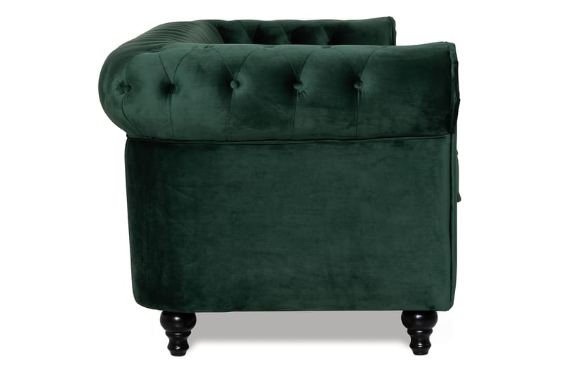 Chesterfield Lyx 3 sits Sammetssoffa 222 cm bred - Mörkgrön / Grön - Möbler - Soffa - Sammetssoffa