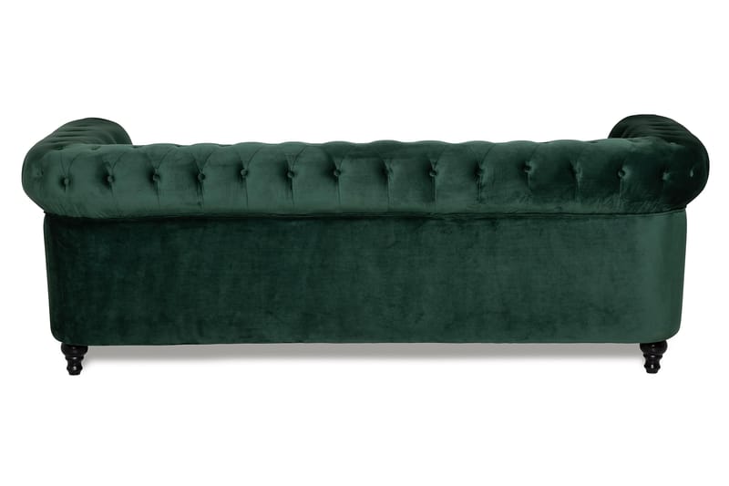 Chesterfield Lyx 3 sits Sammetssoffa 222 cm bred - Mörkgrön / Grön - Möbler - Soffa - Sammetssoffa