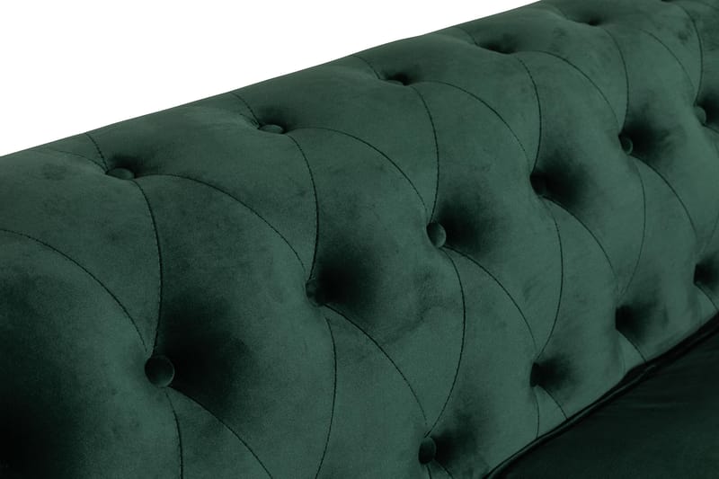 Chesterfield Lyx 3 sits Sammetssoffa 222 cm bred - Mörkgrön / Grön - Möbler - Soffa - Sammetssoffa