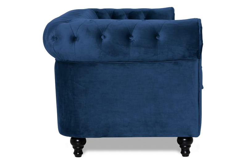 Chesterfield Lyx 3-sits Sammetssoffa - Djup soffa - Blå - Möbler - Soffa - Sammetssoffa