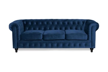 Chesterfield Lyx 3-sits Sammetssoffa - Djup soffa