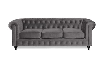 Chesterfield Lyx 3 sits Sammetssoffa - Djup soffa