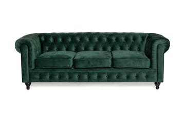 Chesterfield Lyx 3 sits Sammetssoffa - Djup soffa