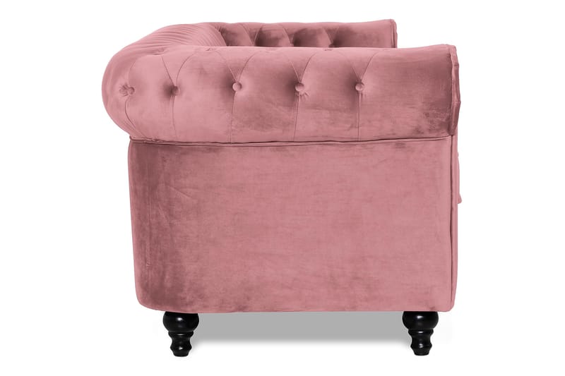 Chesterfield Lyx Sammetssoffa 3-sits - Rostrosa - Chesterfield soffa - 3 sits soffa - Sammetssoffa