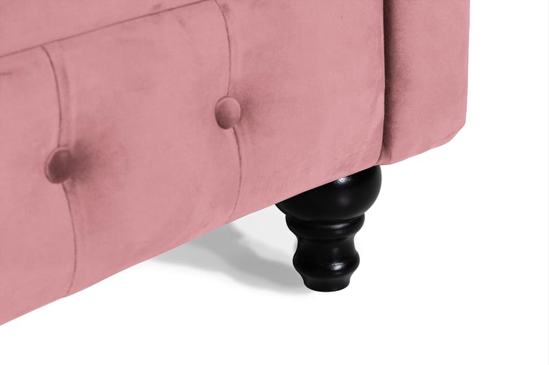 Chesterfield Lyx Sammetssoffa 3-sits - Rostrosa - Chesterfield soffa - 3 sits soffa - Sammetssoffa