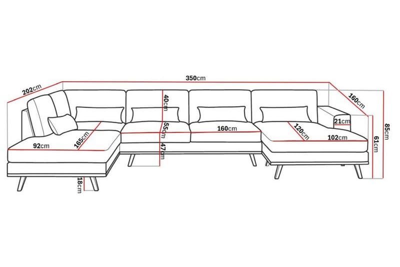 Copenhagen 4-sits Stor U soffa Sammet Schäslong Vänster Divan Höger - Beige - Möbler - Soffa - Sammetssoffa