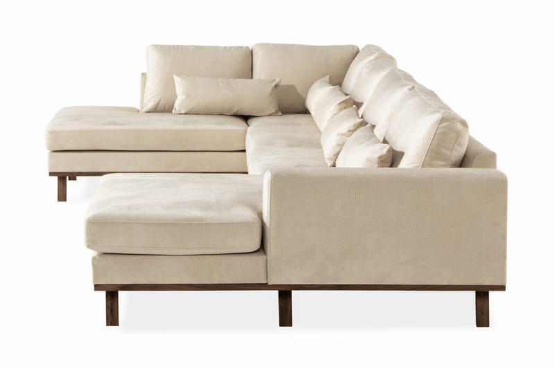 Copenhagen 4-sits Stor U soffa Sammet Schäslong Vänster Divan Höger - Beige - Möbler - Soffa - Sammetssoffa