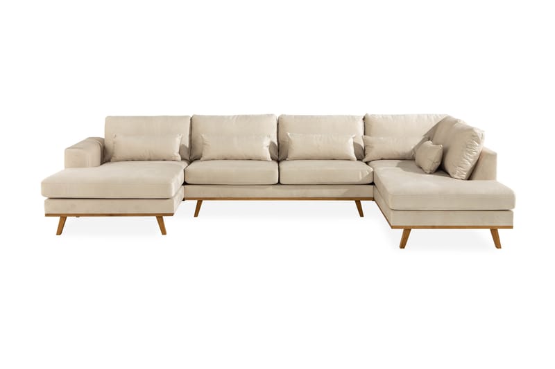 Copenhagen Stor U soffa Sammet Divan Höger Schäslong Vänster - Beige - Möbler - Soffa - Sammetssoffa