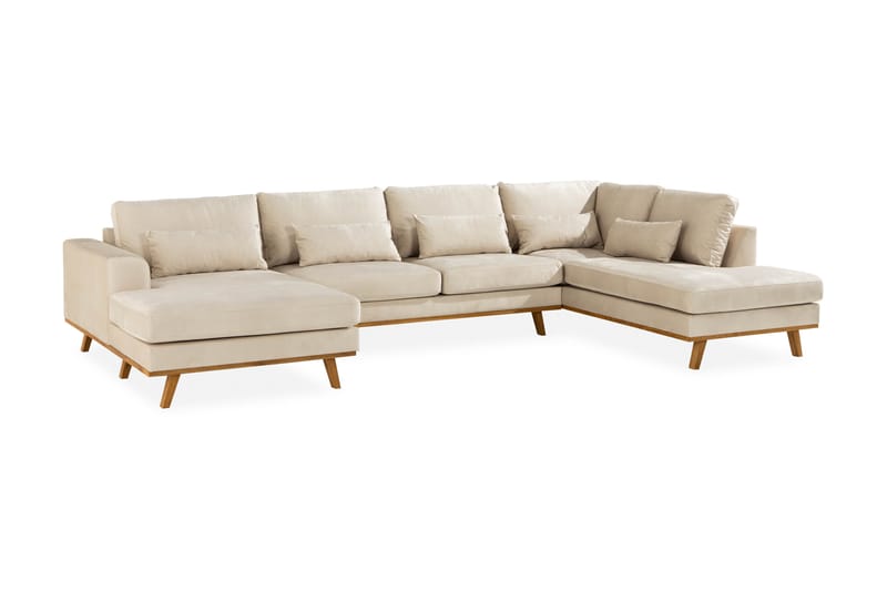 Copenhagen Stor U soffa Sammet Divan Höger Schäslong Vänster - Beige - Möbler - Soffa - Sammetssoffa