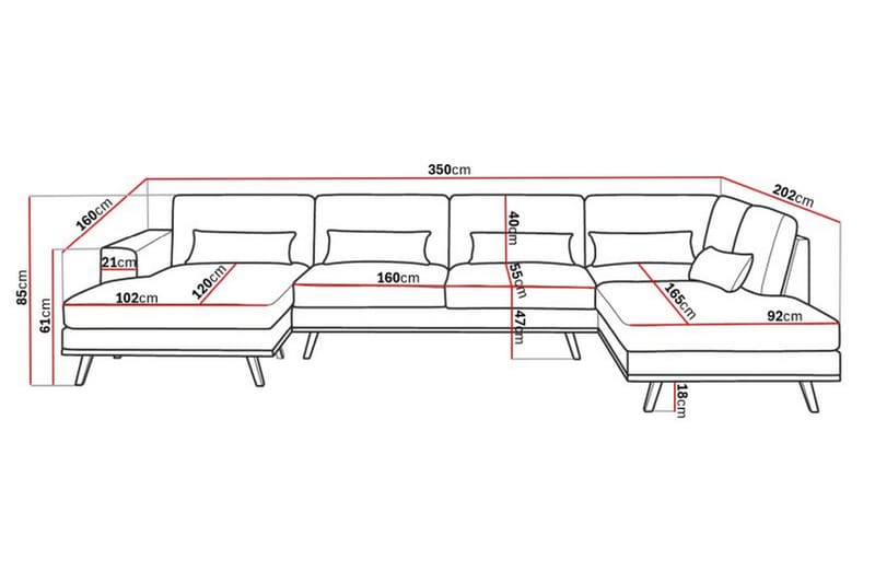 Copenhagen Stor U Soffa Sammet Divan Vänster Schäslong Höger - Grön - Möbler - Soffa - Sammetssoffa