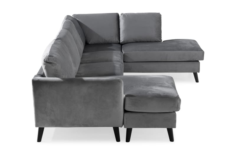 Trend U-soffa med Divan Vänster Sammet - Ljusgrå - Sammetssoffa - Skinnsoffor - U-soffa