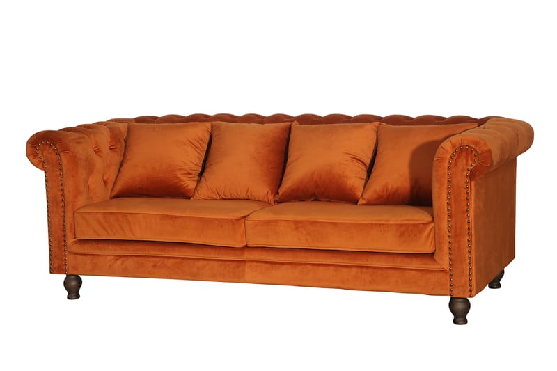 Velvet Sammetssoffa 3-sits - Orange - Möbler - Soffa - Sammetssoffa