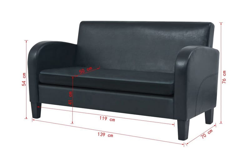 2-sitssoffa i konstläder svart - Svart - 2 sits soffa - Skinnsoffor