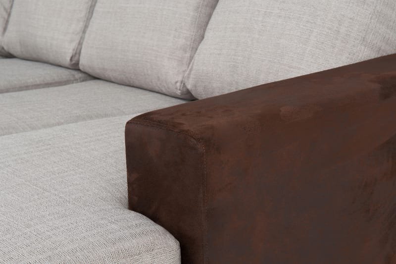 Boston U-soffa med Divan Höger - Brun/Beige - Skinnsoffor - U-soffa