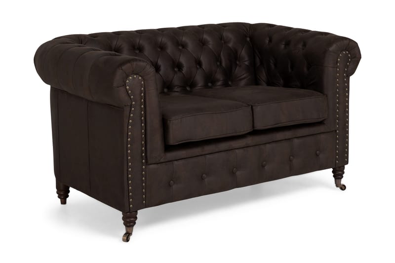 Chesterfield Deluxe 2-sits Soffa - Mörkbrun - Möbler - Soffa - Skinnsoffor