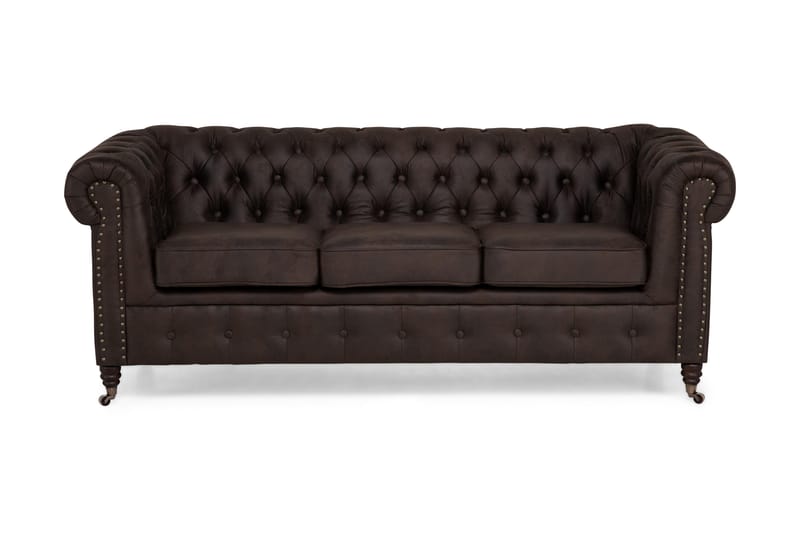 Chesterfield Deluxe 3 sits Soffa i Konstläder - Mörkbrun - Möbler - Soffa - Skinnsoffor