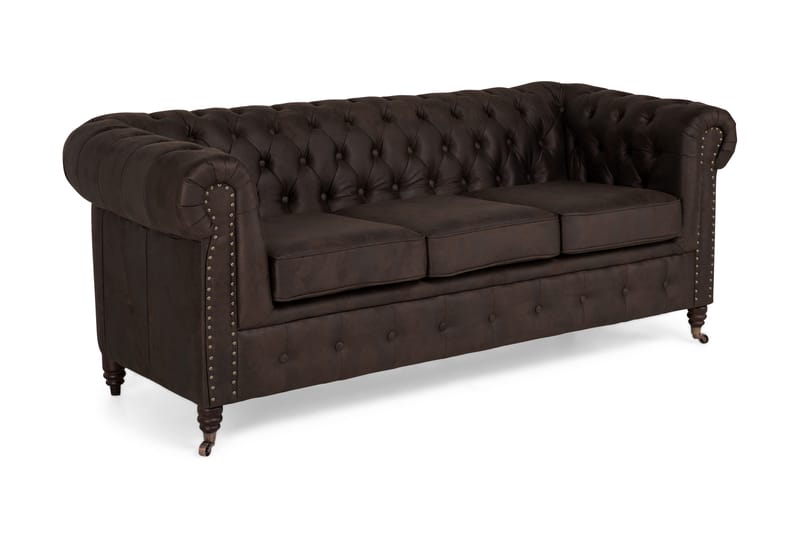 Chesterfield Deluxe 3 sits Soffa i Konstläder - Mörkbrun - Möbler - Soffa - Skinnsoffor