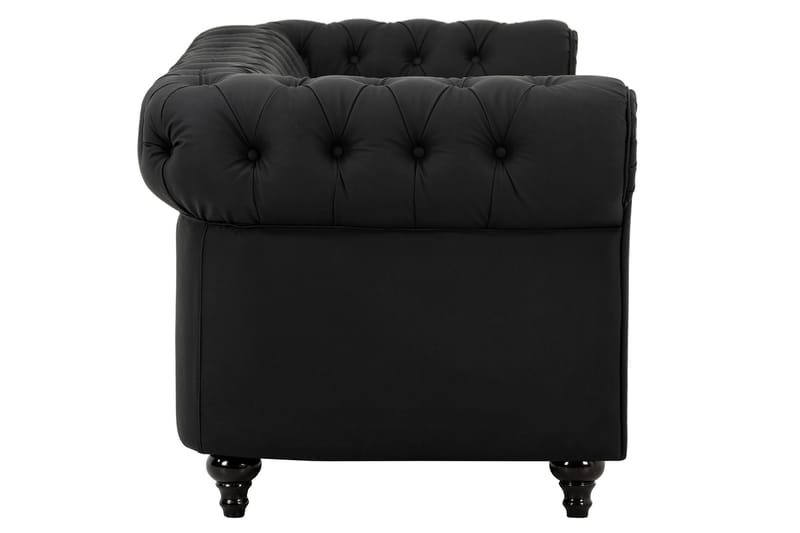 Chesterfield Lyx 3-sits Djup soffa konstläder - Svart - Möbler - Soffa - Skinnsoffor