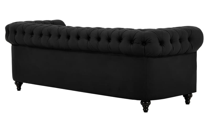 Chesterfield Lyx 3-sits Djup soffa konstläder - Svart - Möbler - Soffa - Skinnsoffor