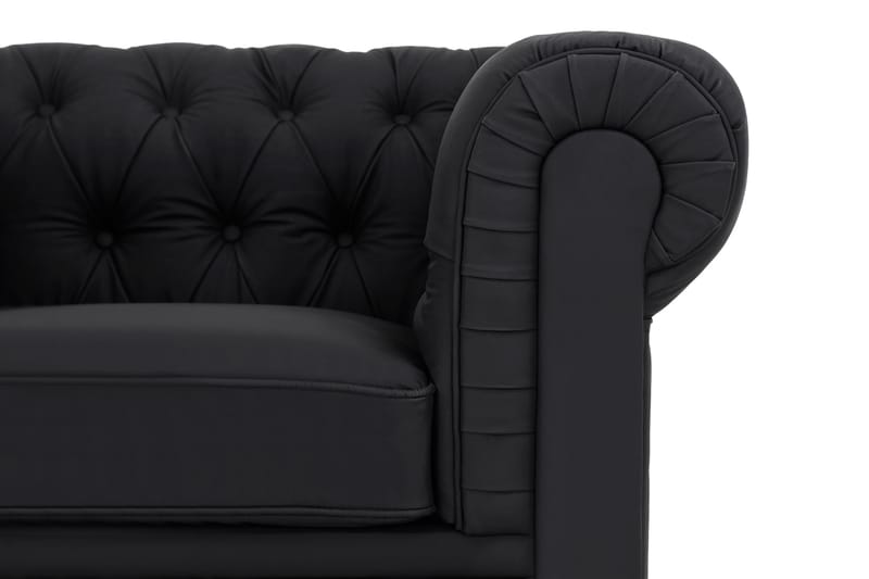 Chesterfield Lyx 3-sits Djup soffa konstläder - Svart - Möbler - Soffa - Skinnsoffor