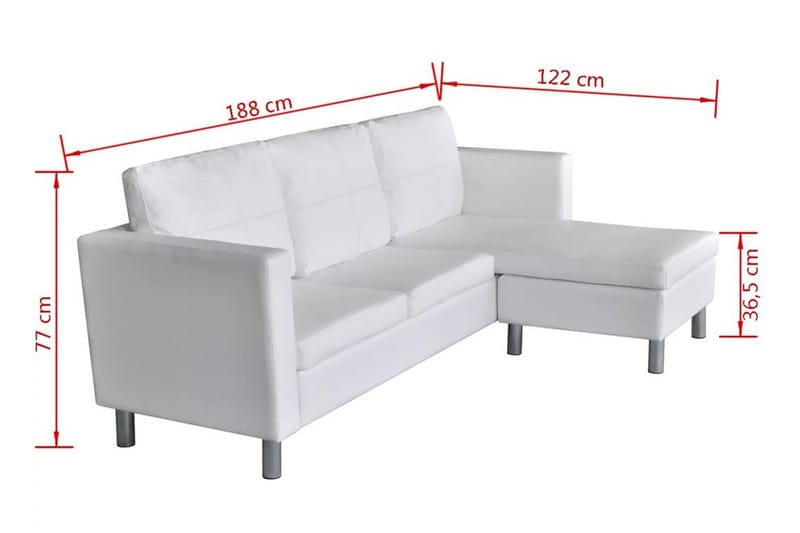 Divansoffa 3-sits konstläder vit - Vit - Möbler - Soffa - Skinnsoffor