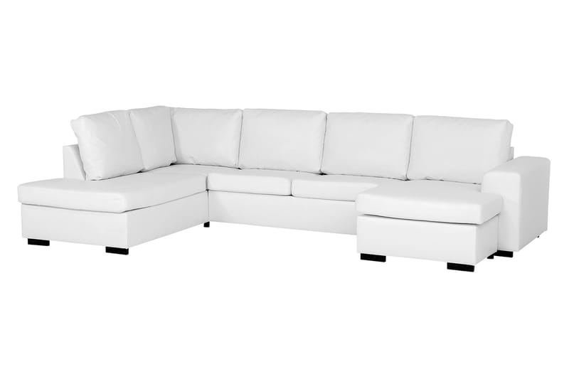 Link U-soffa XL med Divan Höger Konstläder - Vit - Skinnsoffor - U-soffa