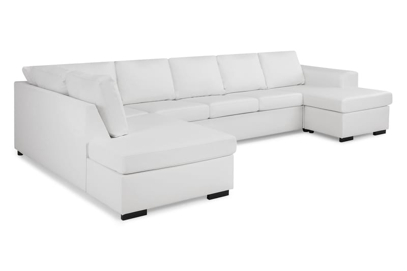 Link U-soffa XXL med Divan Höger - Vit - Skinnsoffor - U-soffa