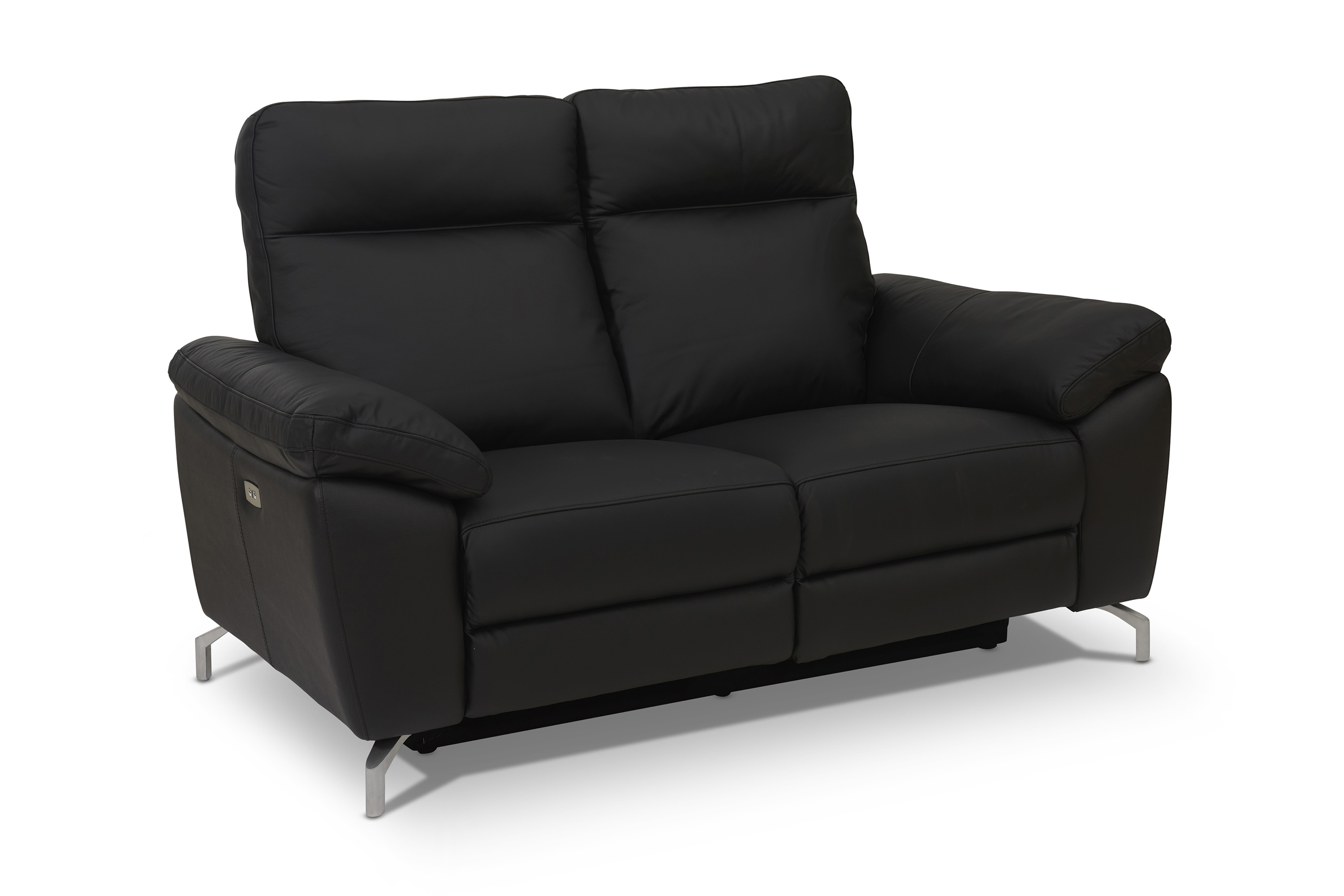 Scandinavian Choice Selesta 2-sits Reclinersoffa Läder/PVC - Svart/Silver Skinnsoffor Svart,Silver,Krom Plast