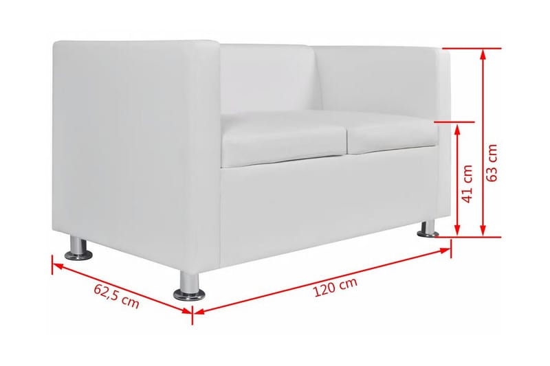 Soffa 2-sits konstläder vit - Vit - Möbler - Soffa - Skinnsoffor