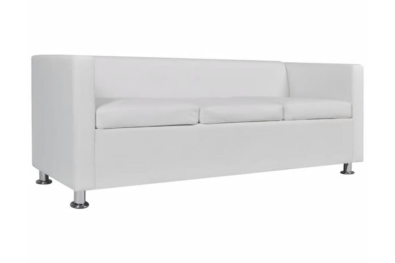 Soffa 3-sits konstläder vit - Vit - Möbler - Soffa - Skinnsoffor