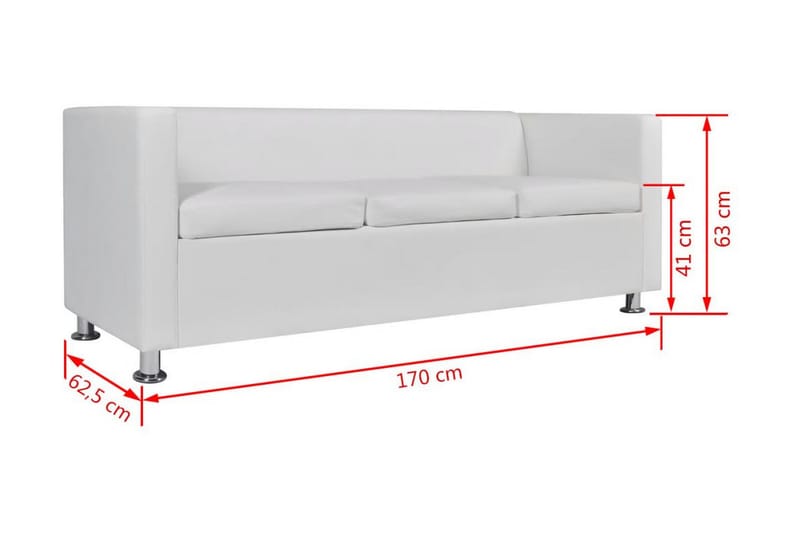 Soffa 3-sits konstläder vit - Vit - Möbler - Soffa - Skinnsoffor