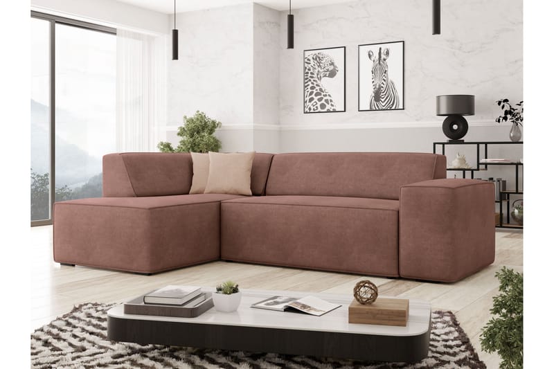 Slucajno Soffa med Schäslong 3-sits - Rosa/Beige - Möbler - Soffa - Divansoffor & schäslongsoffa