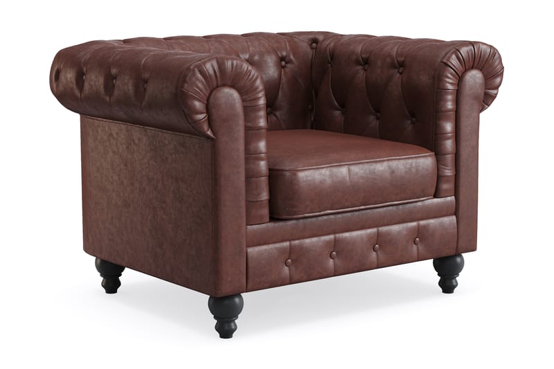 Chesterfield Lyx Soffgrupp 2-sits+Fåtölj - Brun - Möbler - Soffa - Soffgrupp - Chesterfield soffgrupp