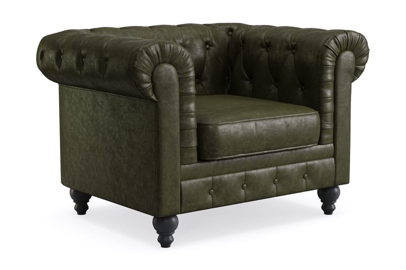 Chesterfield Lyx Soffgrupp 2-sits+Fåtölj - Grön - Möbler - Soffa - Soffgrupp - Chesterfield soffgrupp