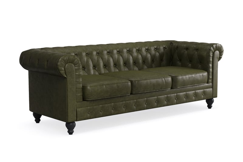 Chesterfield Lyx Soffgrupp 3-sits+2-sits+Fåtölj - Grön - Möbler - Soffa - Soffgrupp - Soffgrupp 3 2 1