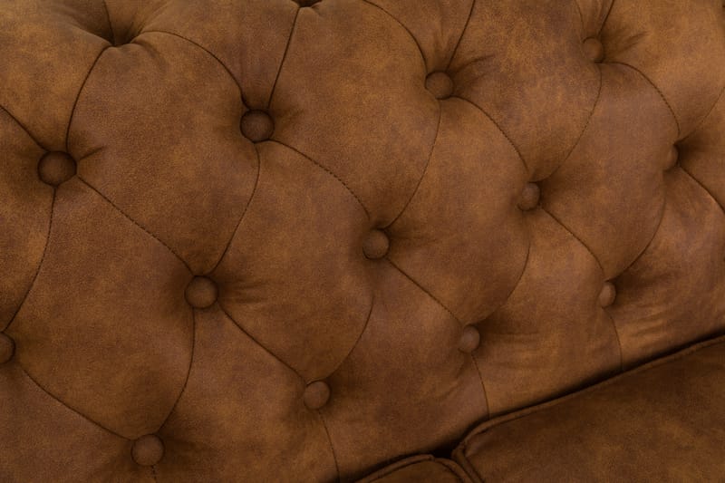 Chesterfield Deluxe Soffgrupp 3+2 Läder utseende - Cognac / Brun - Möbler - Soffa - Soffgrupp - Chesterfield soffgrupp