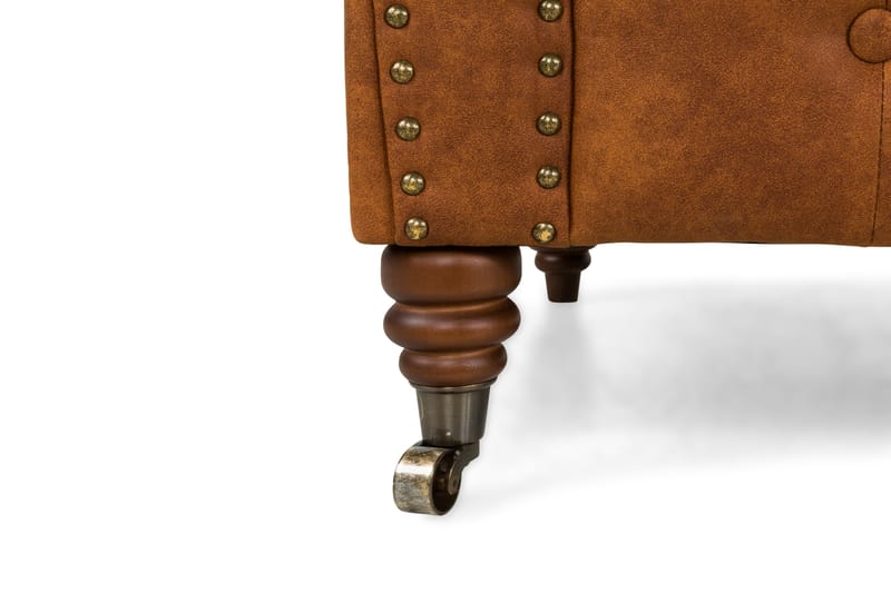 Chesterfield Deluxe Soffgrupp 3+2 Läder utseende - Cognac / Brun - Möbler - Soffa - Soffgrupp - Chesterfield soffgrupp