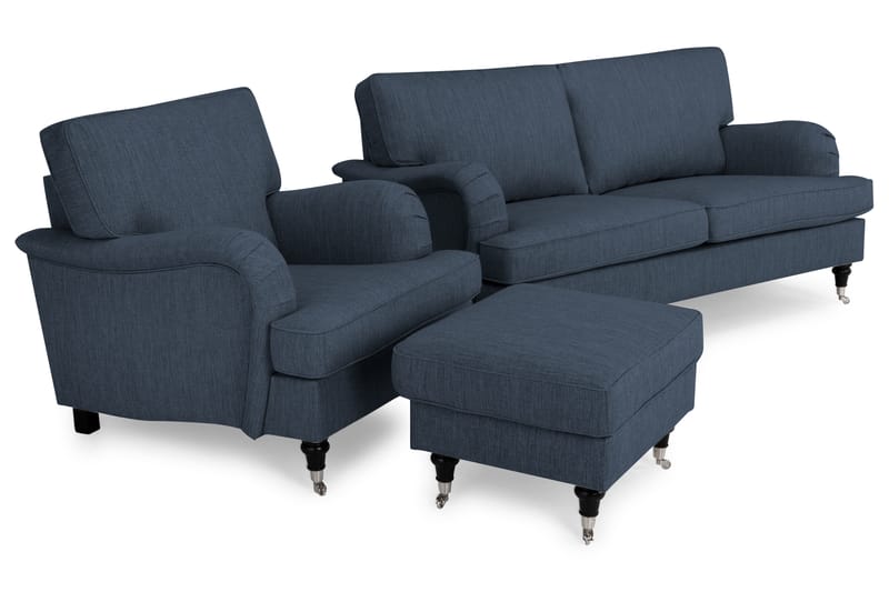 Howard Classic Soffgrupp 3-sits+Fåtölj+Fotpall - Mörkblå - Möbler - Soffa - Soffgrupp - Chesterfield soffgrupp