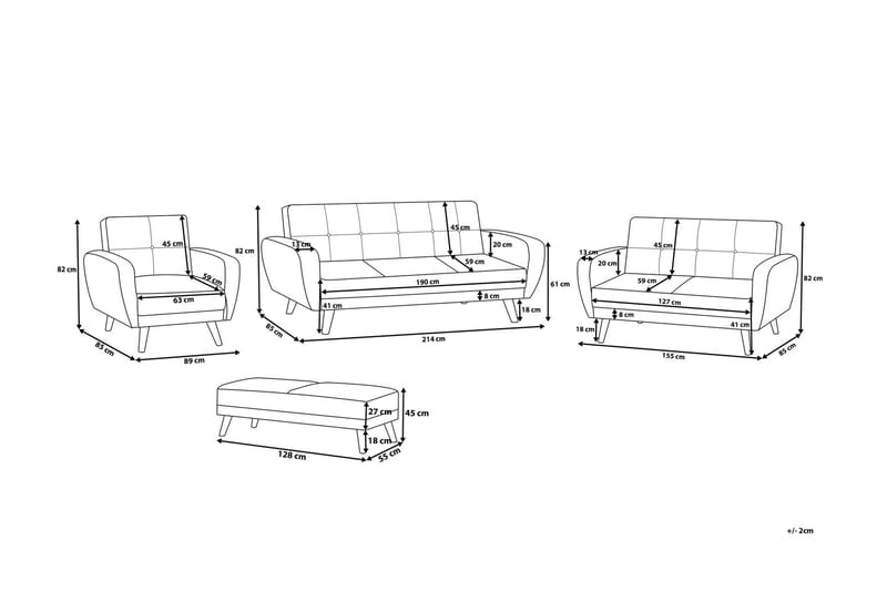 Florli Soffgrupp 2 -Sits+2-Sits - Grå - Soffgrupp