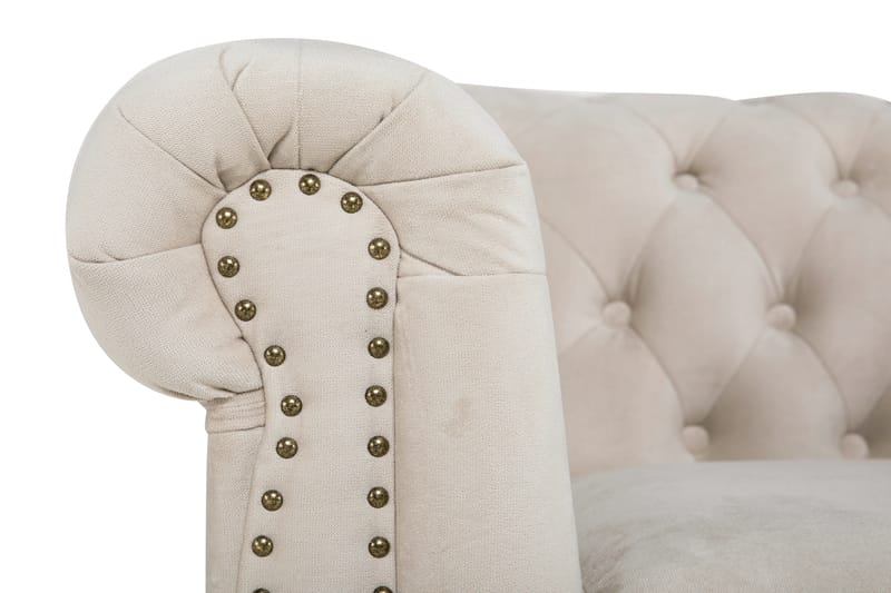 Chesterfield Deluxe Soffgrupp 3+2+1 med Fotpall Sammet - Beige - Möbler - Soffa - Soffgrupp - Howard soffgrupp