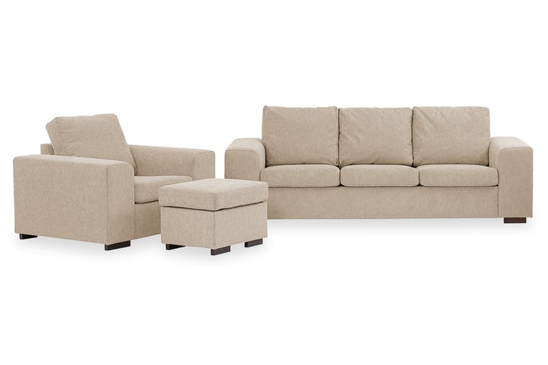 Link Soffgrupp 3-sits+Fåtölj+Fotpall - Beige - Möbler - Soffa - Soffgrupp