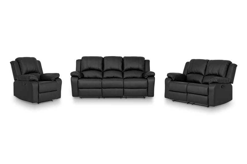 Norbo Soffgrupp Recliner 3+2+1 Konstläder - Svart - Möbler - Soffa - Soffgrupp