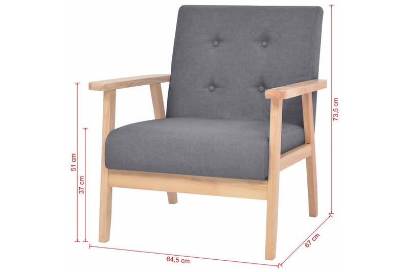 Soffgrupp 2 delar tyg mörkgrå - Grå - Möbler - Soffa - Soffgrupp