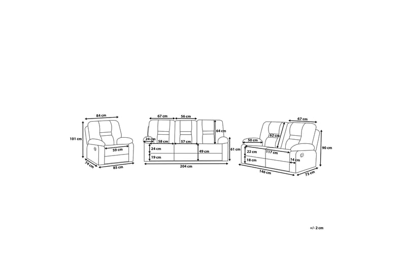 Bergen Soffgrupp 2-Sits+3-Sits+Fåtölj - Beige - Möbler - Soffa - Soffgrupp - Soffgrupp 3 2 1