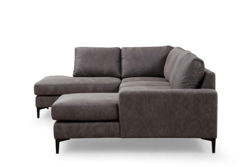 Svanabyn Soffa m. Divan och Schäslong 4-sits - Antracit - U-soffa