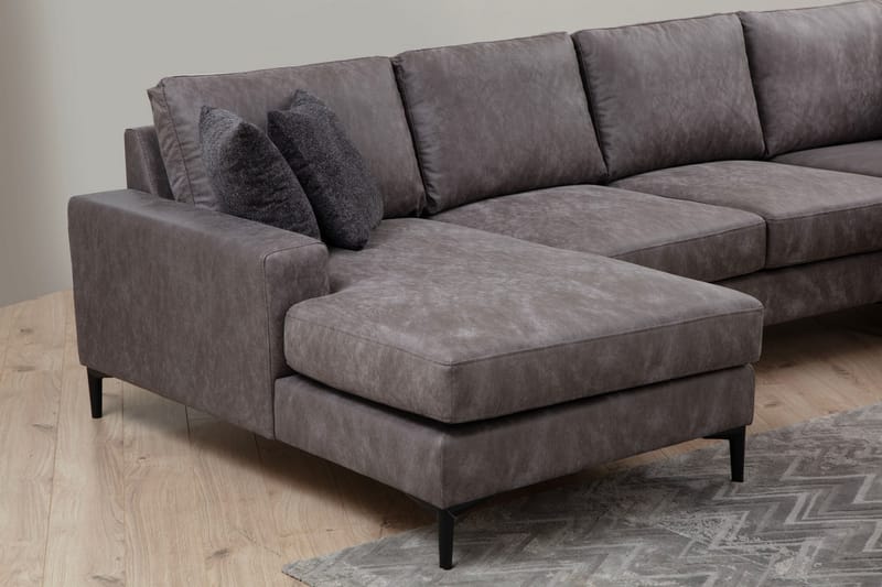 Svanabyn Soffa m. Divan och Schäslong 4-sits - Antracit - U-soffa