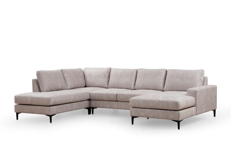 Svanabyn Soffa m. Divan och Schäslong 4-sits - Beige - U-soffa