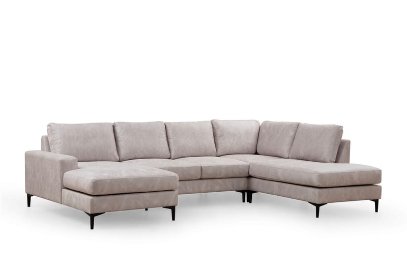 Svanabyn Soffa m. Divan och Schäslong 4-sits - Beige - U-soffa