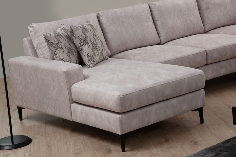 Svanabyn Soffa m. Divan och Schäslong 4-sits - Beige - U-soffa