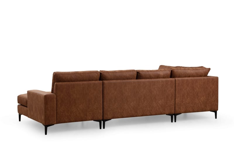 Svanabyn Soffa m. Divan och Schäslong 4-sits - Brun - U-soffa